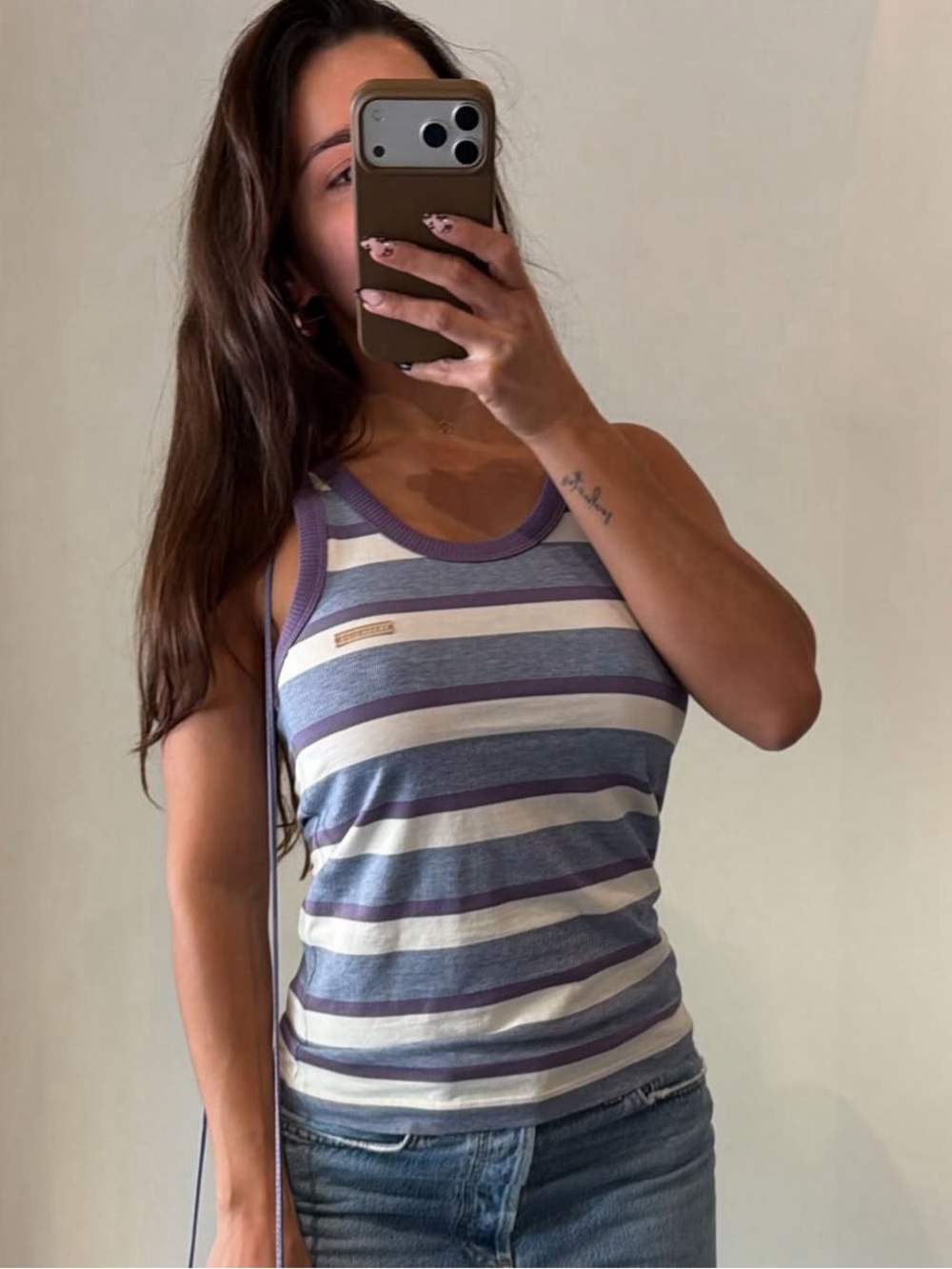 Prada Purple, White & Blue Striped Tank Top